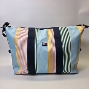Tommy Hilfiger Weekender‎ Tote Bag Striped Handbag Carry On Travel Gym Duffel